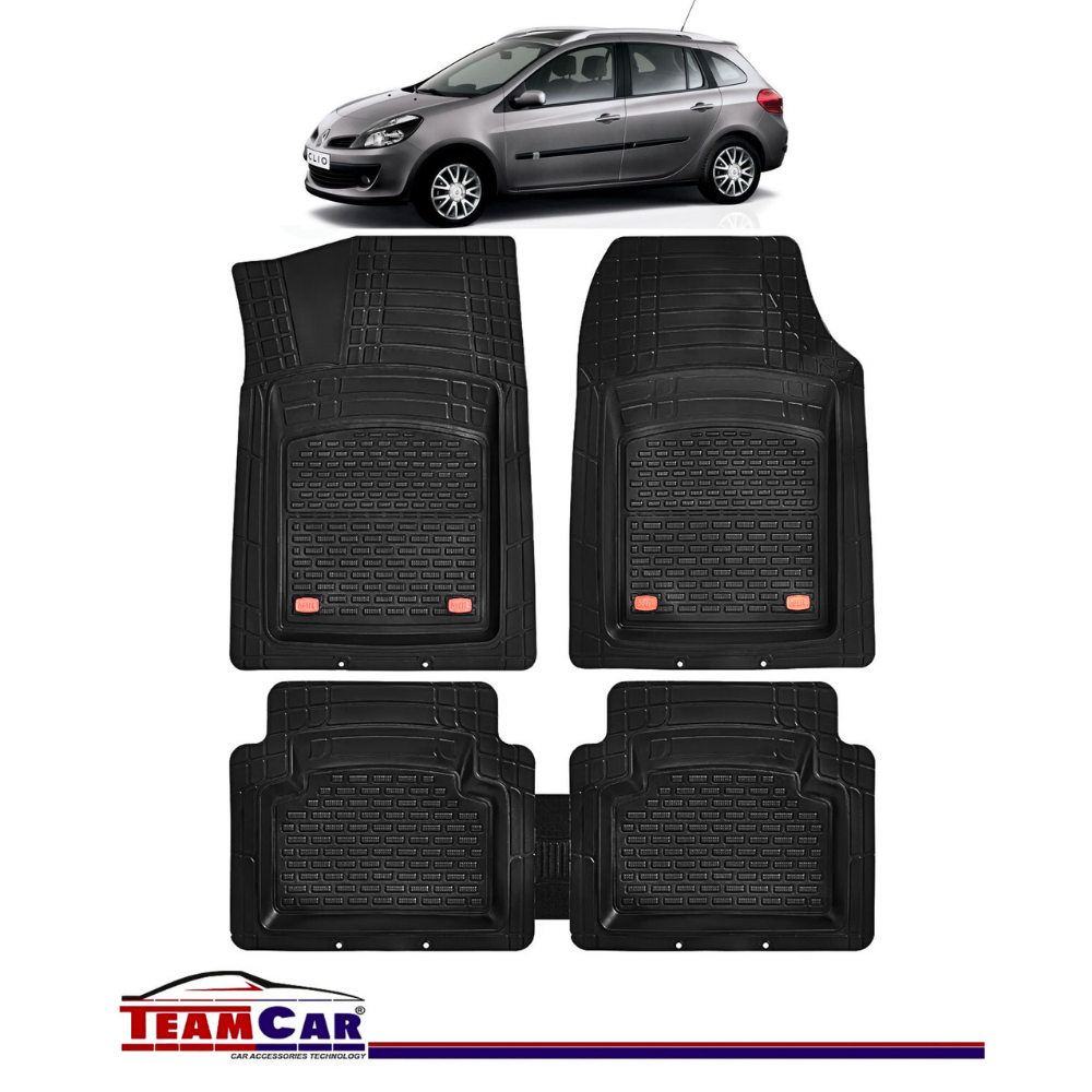 Covorase Auto TeamCar® Tip Tavita Compatibile Renault Clio III Grandtour Break (2007-2014) Negru Material Rezistent