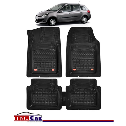 Covorase Auto TeamCar® Tip Tavita Compatibile Renault Clio III Grandtour Break (2007-2014) Negru Material Rezistent
