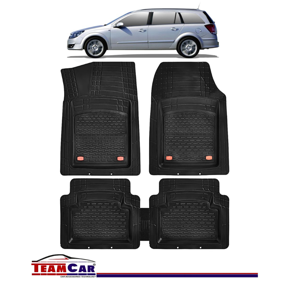 Covorase Auto TeamCar® Tip Tavita Compatibile Opel Astra H Caravan (2004-2014) Negru Material Rezistent