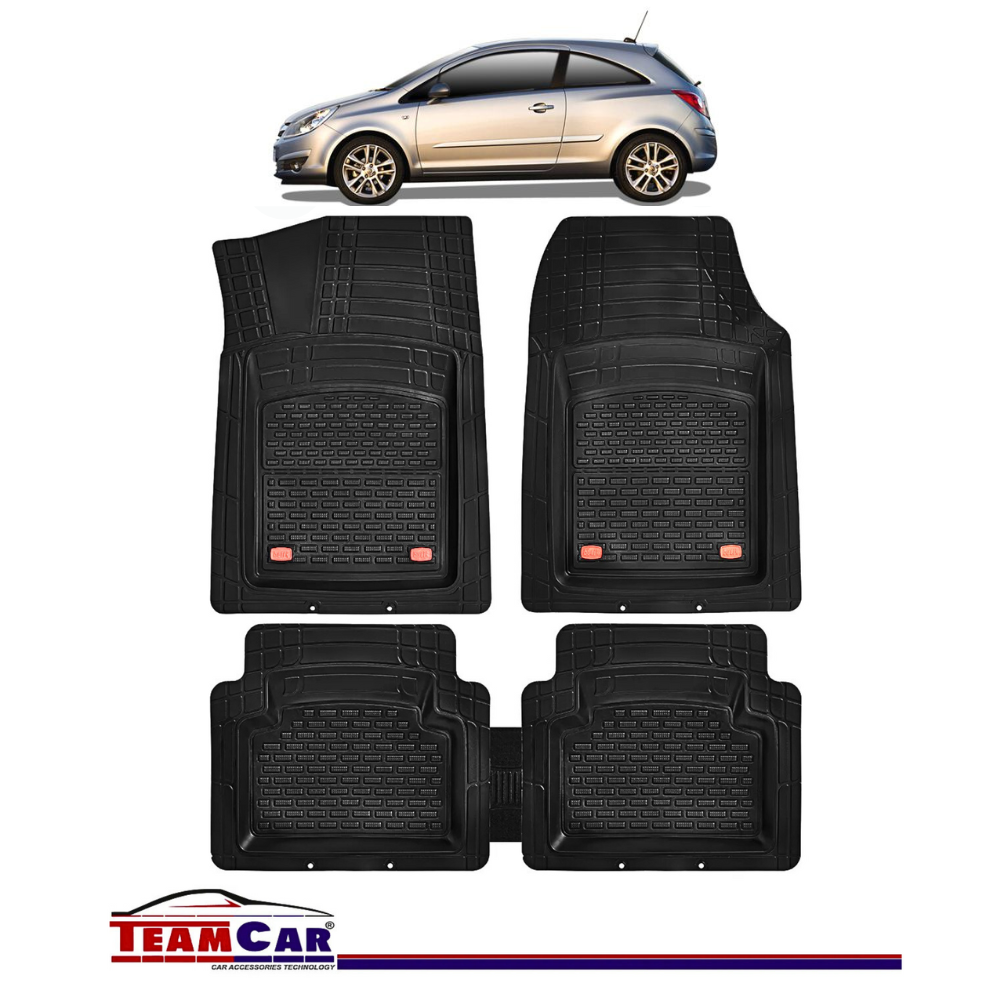 Covorase Auto TeamCar® Tip Tavita Compatibile Opel Corsa D Coupe (2006-2014) Negru Material Rezistent