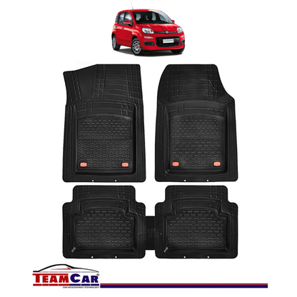 Covorase Auto TeamCar® Tip Tavita Compatibile Fiat Panda III (2012–prezent) Negru Cauciuc Reciclat Rezistent