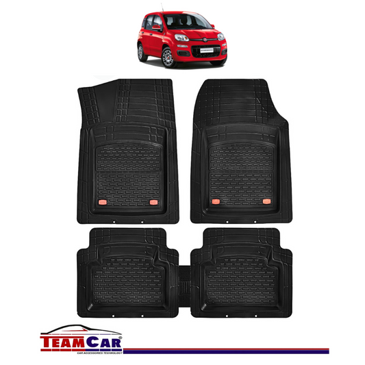 Covorase Auto TeamCar® Tip Tavita Compatibile Fiat Panda III (2012–prezent) Negru Cauciuc Reciclat Rezistent