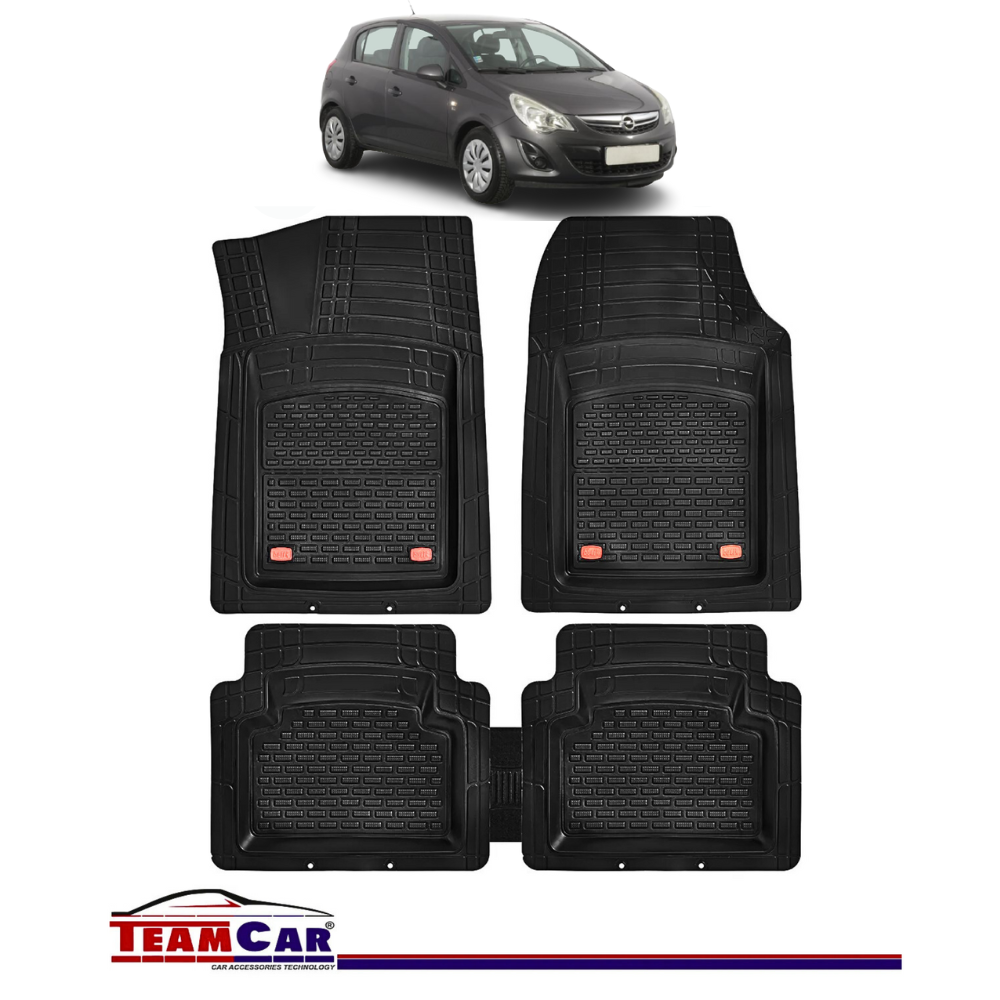 Covorase Auto TeamCar® Tip Tavita Compatibile Opel Corsa D 4 usi (2006-2014) Negru Material Rezistent
