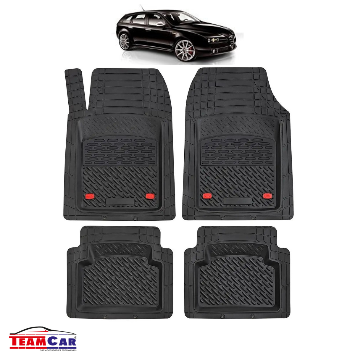 Covorase Auto TeamCar® Tip Tavita Compatibile Alfa Romeo 159 Generatia I (2005–2011) Negru Material Rezistent