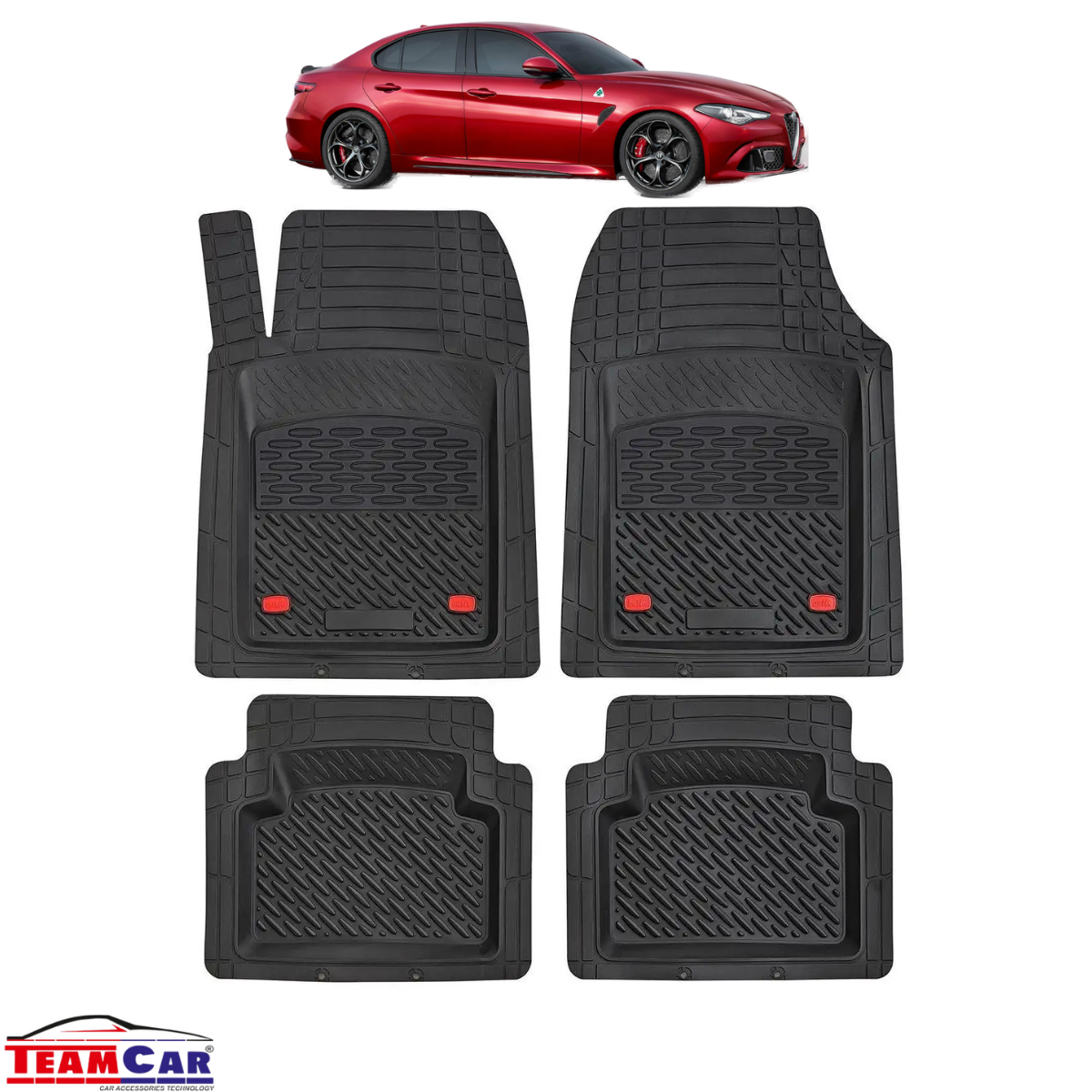 Covorase Auto TeamCar® Tip Tavita Compatibile Alfa Romeo Giulia Generatia I (2015+) Negru Material Rezistent
