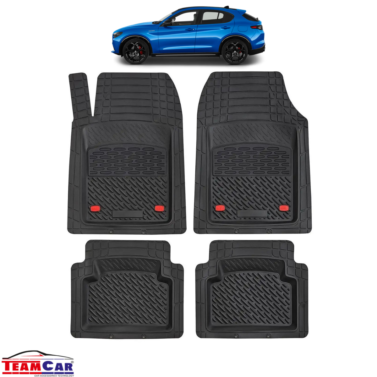 Covorase Auto TeamCar® Tip Tavita Compatibile Alfa Romeo Stelvio Generatia I (2016+) Negru Material Rezistent