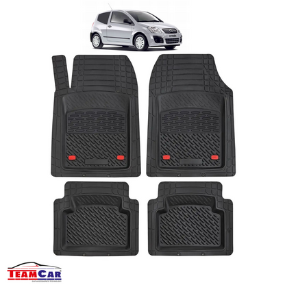 Covorase Auto TeamCar® Tip Tavita Compatibile Citroen C2 (2003-2009) Negru-Material Rezistent
