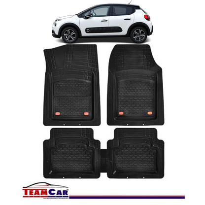Covorase Auto TeamCar® Tip Tavita Compatibile Citroen C3 III (2016-2024) Negru Material Rezistent