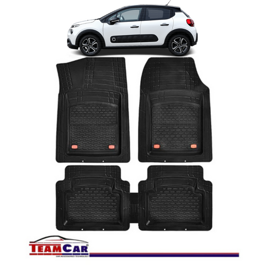 Covorase Auto TeamCar® Tip Tavita Compatibile Citroen C3 III (2016-2024) Negru Material Rezistent