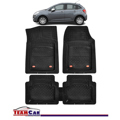 Covorase Auto TeamCar® Tip Tavita Compatibile Citroen C3 II (2009-2016) Negru Material Rezistent