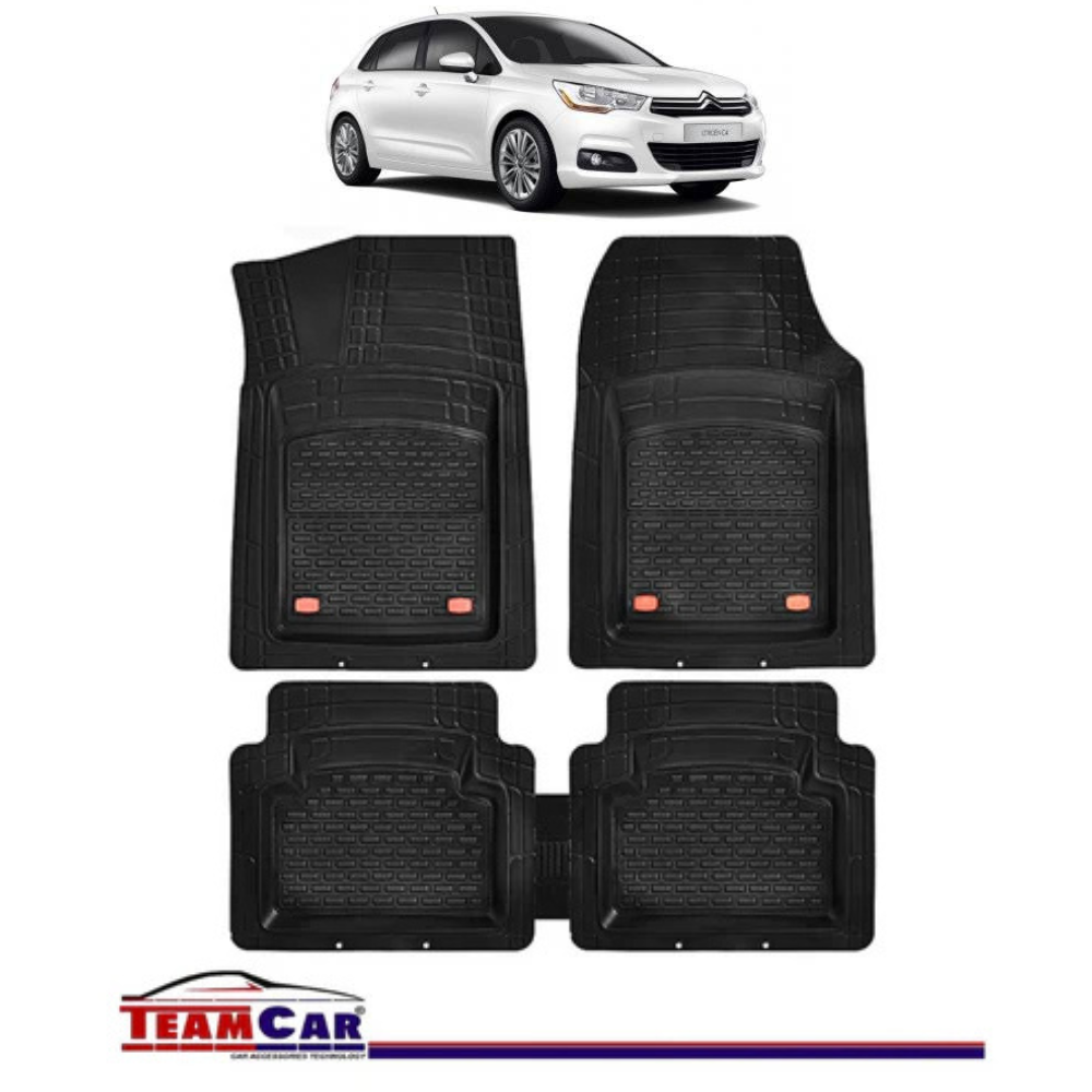 Covorase Auto TeamCar® Tip Tavita Compatibile Citroen C4 II (2010-2020) Negru Material Rezistent