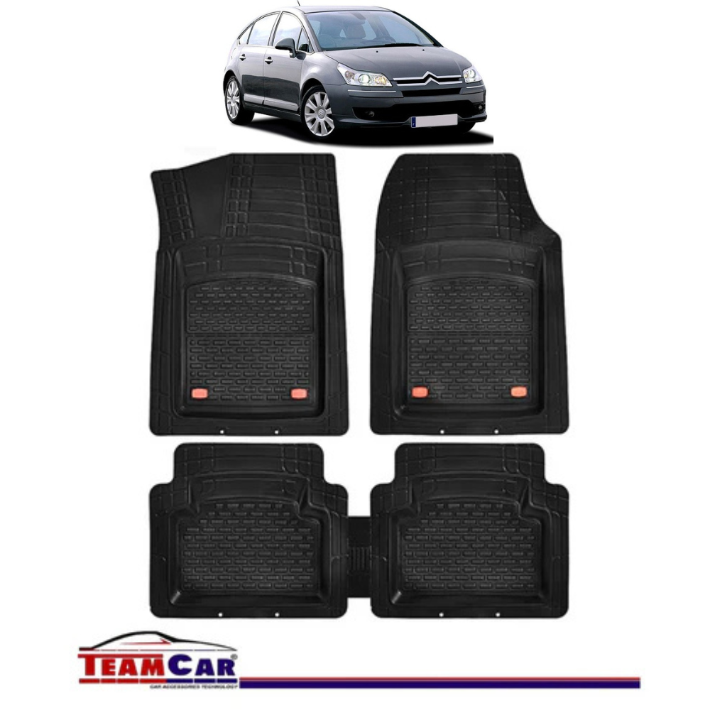 Covorase Auto TeamCar® Tip Tavita Compatibile Citroen C4 I (2004-2010) Negru Material Rezistent