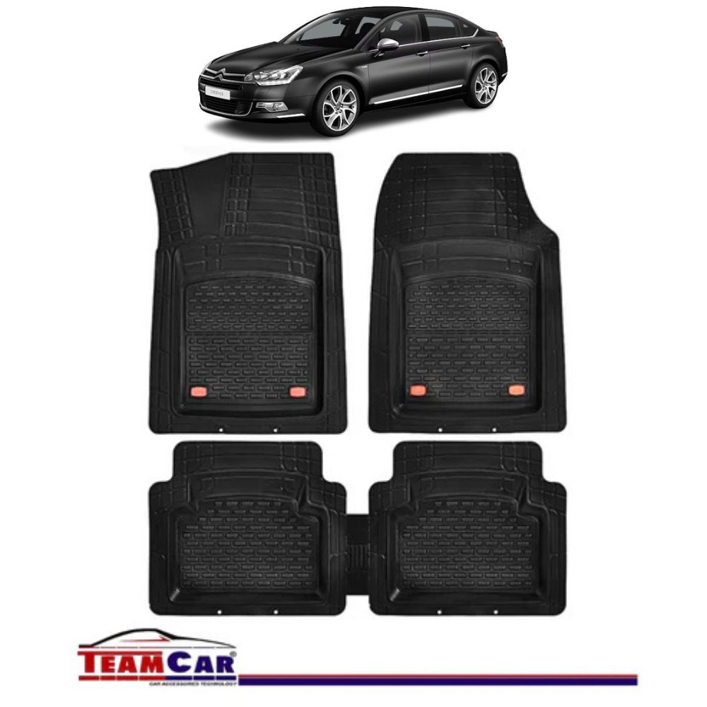 Covorase Auto TeamCar® Tip Tavita Compatibile Citroen C5 II (2008-2017) Negru Material Rezistent