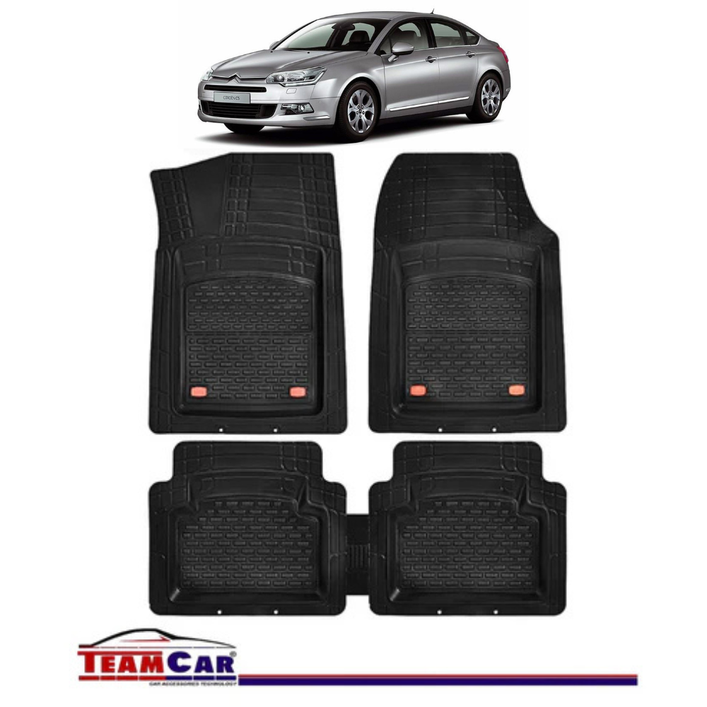 Covorase Auto TeamCar® Tip Tavita Compatibile Citroen C5 I (2001-2008) Negru Material Rezistent