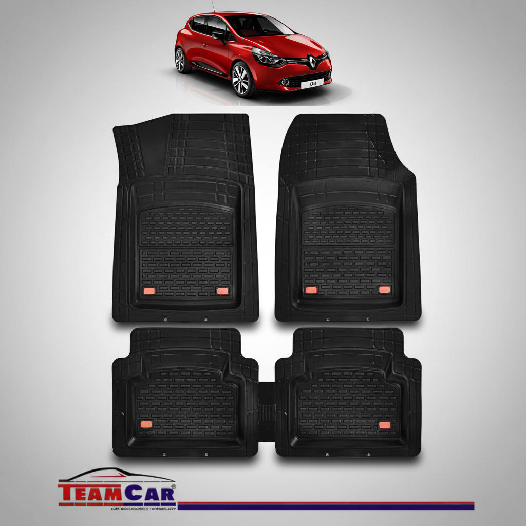 Covorase Auto TeamCar® Tip Tavita Compatibile Renault Clio IV (2012-2019) Negru Material Rezistent