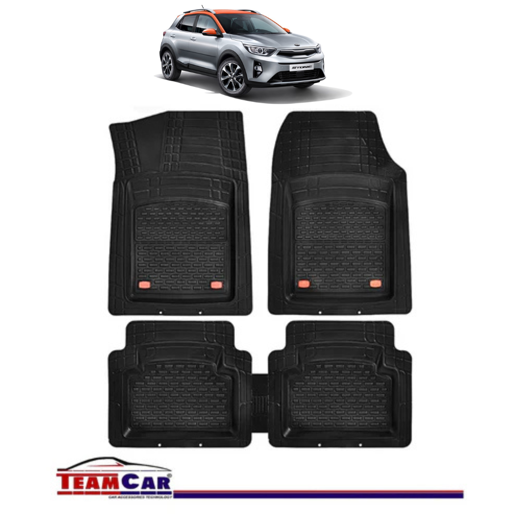 Covorase Auto TeamCar® Kia Stonic YB Crossover (2017-prezent) - Negru - Cauciuc Rezistent Tip Tavita