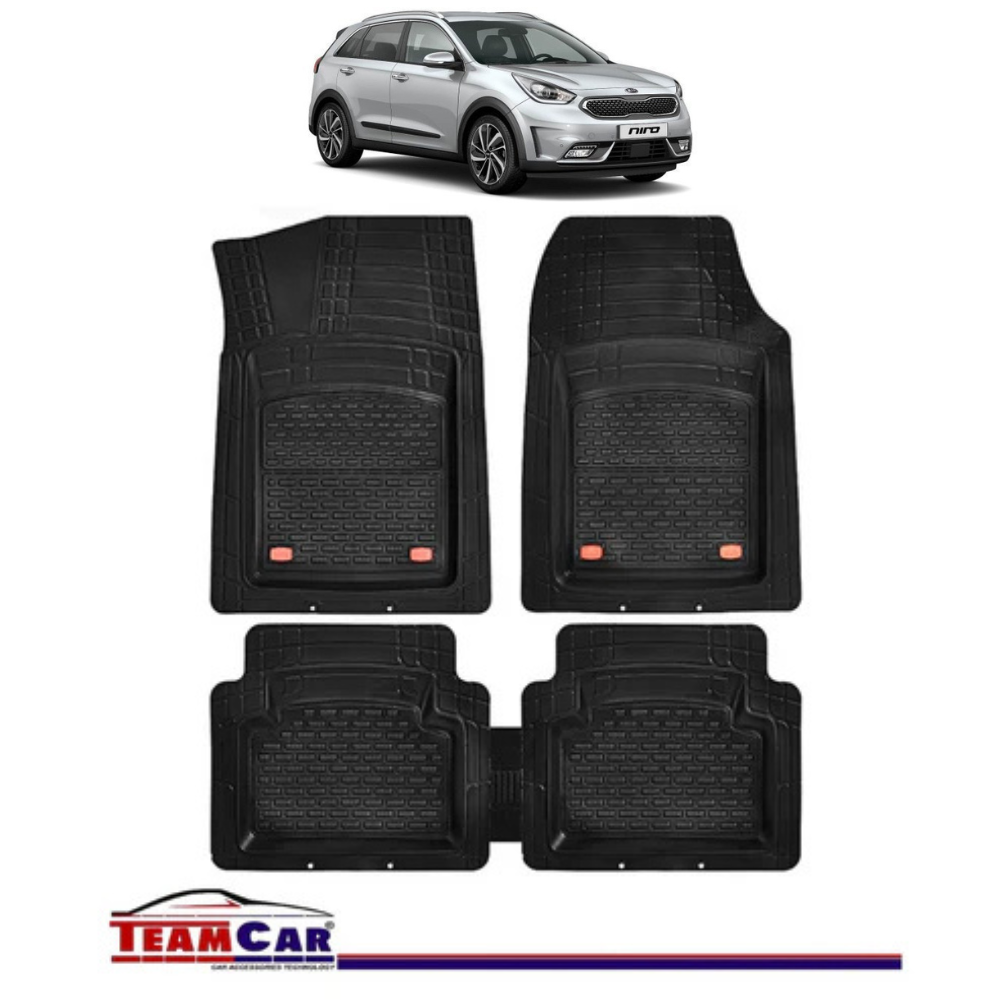Covorase Auto TeamCar® Kia Niro DE (2016-2022) - Negru - Cauciuc Rezistent Tip Tavita