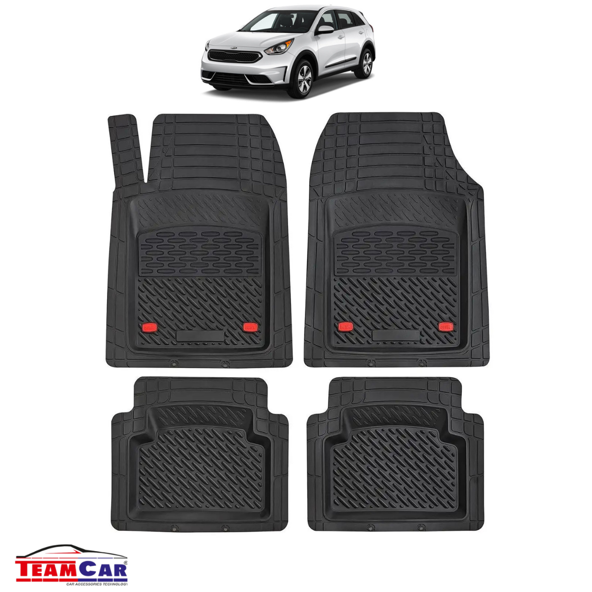Covorase Auto TeamCar® Tip Tavita Compatibile Kia Niro Generatia I (2016–2022) Negru Material Rezistent
