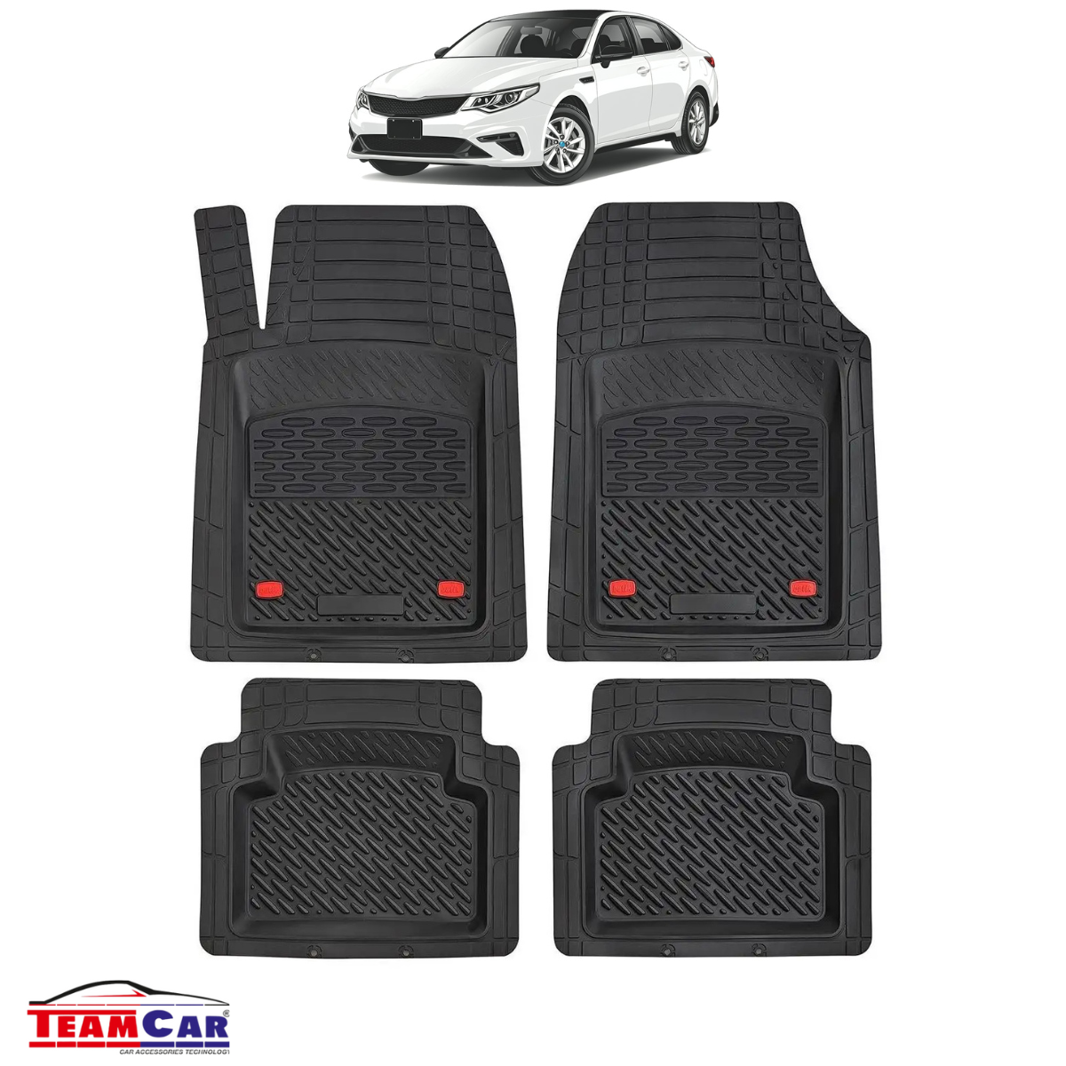 Covorase Auto TeamCar® Tip Tavita Compatibile Kia Optima Generatia IV (2015–2020) Negru Material Rezistent
