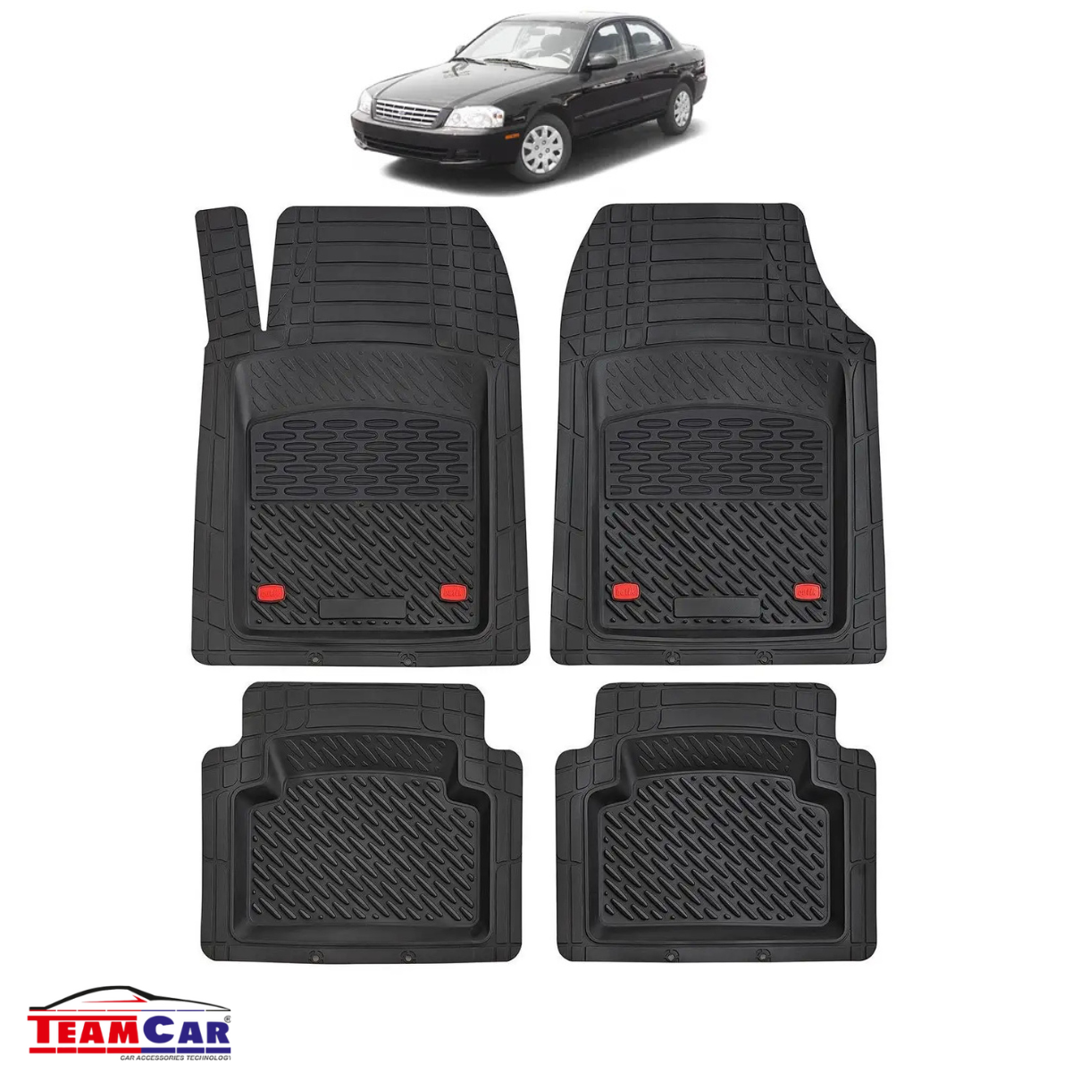 Covorase Auto TeamCar® Tip Tavita Compatibile Kia Optima Generatia I (2000–2005) Negru Material Rezistent