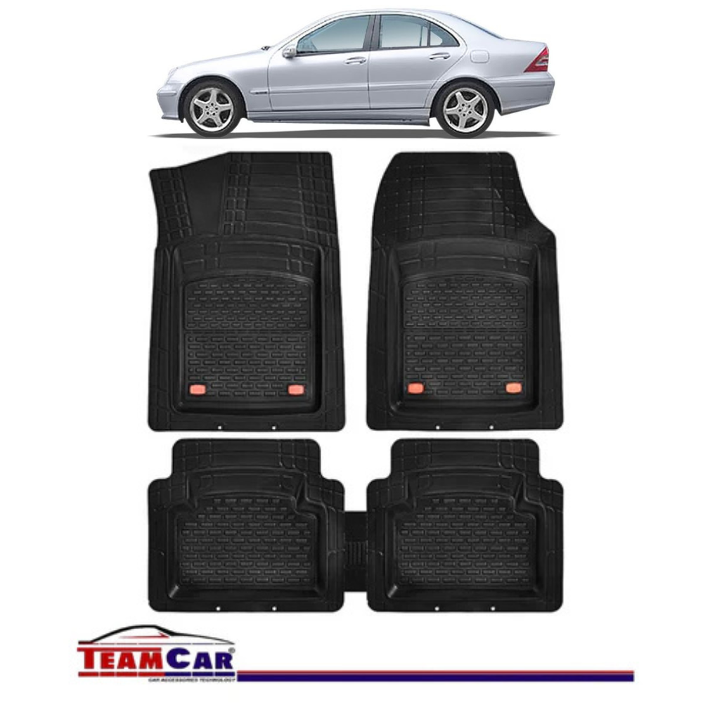 Covorase Auto TeamCar® Tip Tavita Compatibile Mercedes-Benz C-Class W203 (2000–2007) Negru Material Rezistent