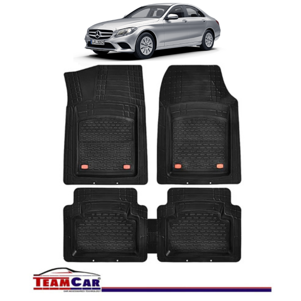 Covorase Auto TeamCar® Tip Tavita Compatibile Mercedes-Benz C-Class W205 (2014–2021) Negru Material Rezistent