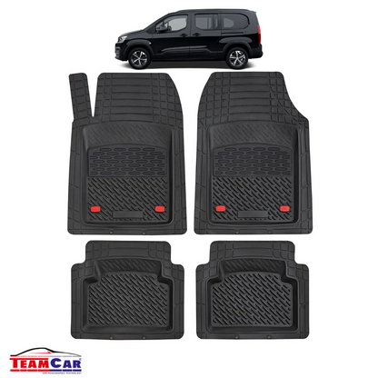 Covorase Auto TeamCar® Tip Tavita Compatibile Peugeot Partner/Rifter (2018-2024) Negru Material Rezistent