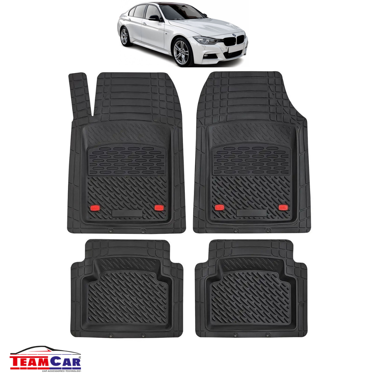 Covorase Auto TeamCar® Tip Tavita Compatibile BMW Seria 3 F30/F31/F34 (2012–2019) Negru Material Rezistent