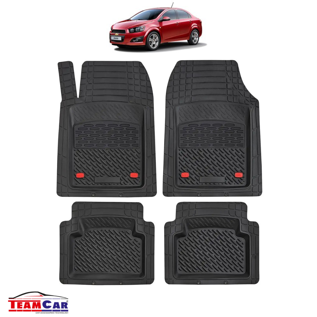 Covorase Auto TeamCar® Tip Tavita Compatibile Chevrolet Aveo T300 (2011–2020) Negru Material Rezistent