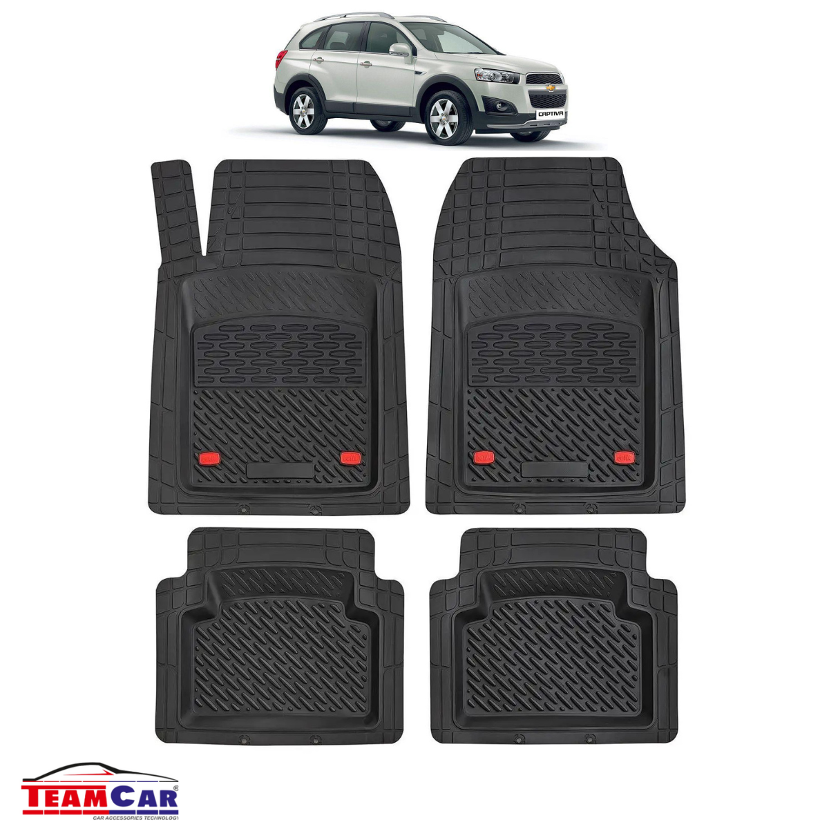 Covorase Auto TeamCar® Tip Tavita Compatibile Chevrolet Captiva Facelift 1 (2011–2013) Negru Material Rezistent