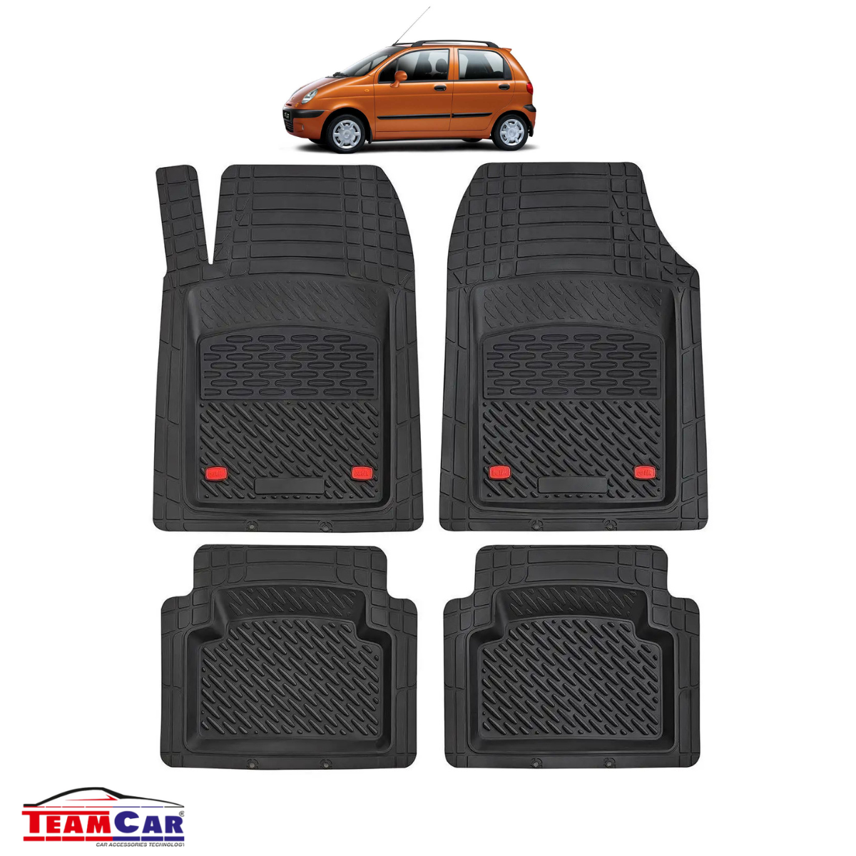 Covorase Auto TeamCar® Tip Tavita Compatibile Chevrolet Spark M100/M150 (2000–2005) Negru Material Rezistent