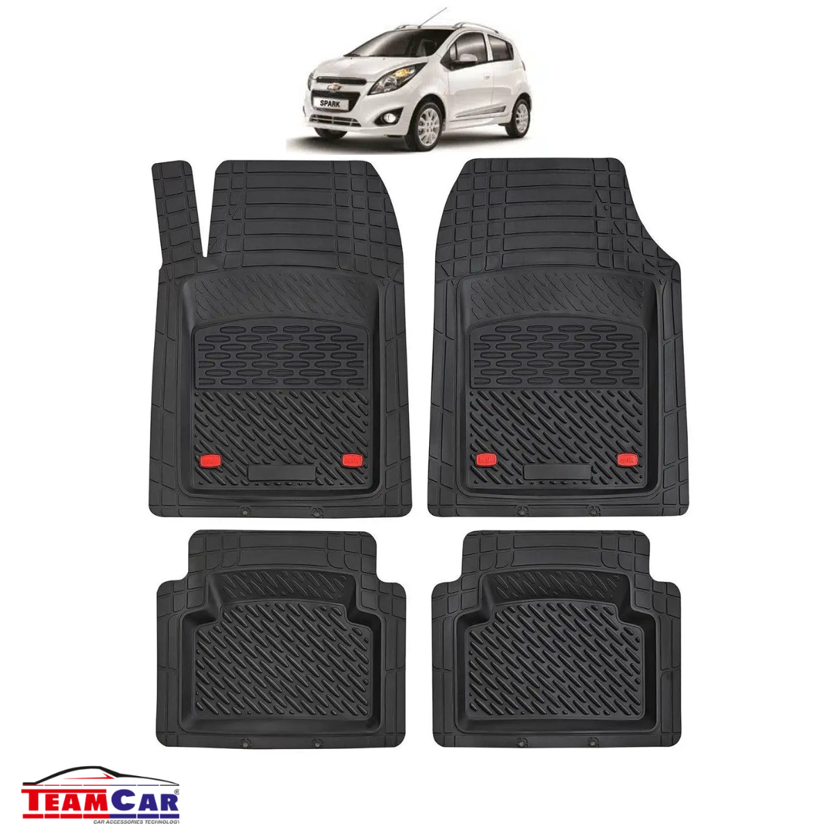 Covorase Auto TeamCar® Tip Tavita Compatibile Chevrolet Spark M300 (2010–2015) Negru Material Rezistent