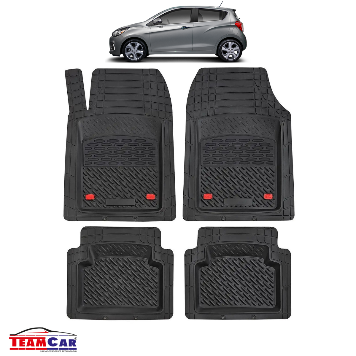 Covorase Auto TeamCar® Tip Tavita Compatibile Chevrolet Spark M400 (2015–2022) Negru Material Rezistent
