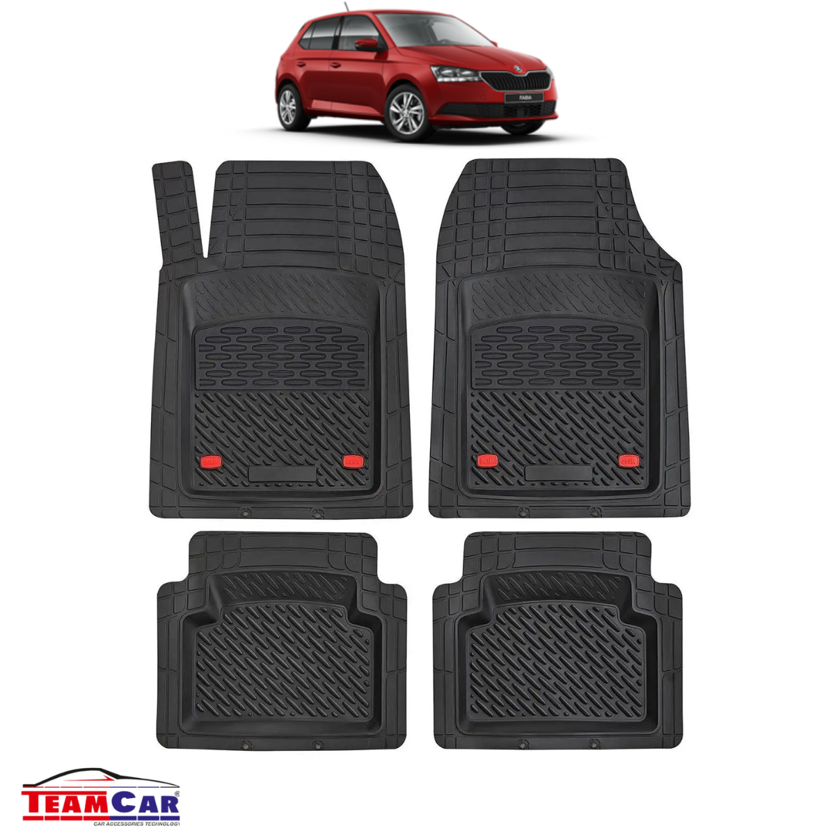 Covorase Auto TeamCar® Tip Tavita Compatibile Skoda Fabia Generatia III (2014–2021) Negru Material Rezistent