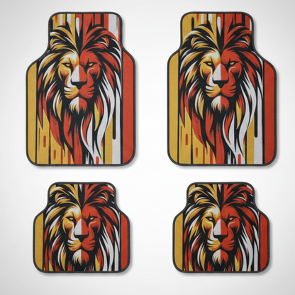 Covorase Auto Universale “Lion Power” – Design Tribal Rosu-Galben