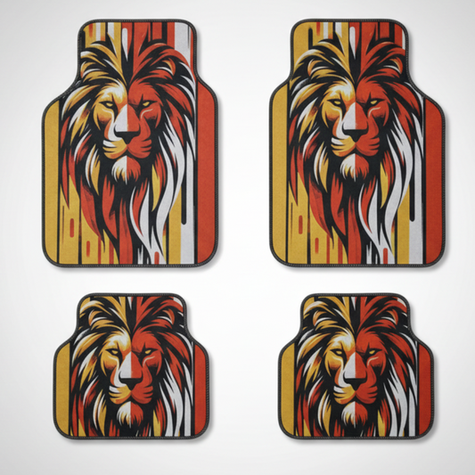 Covorase Auto Universale “Lion Power” – Design Tribal Rosu-Galben