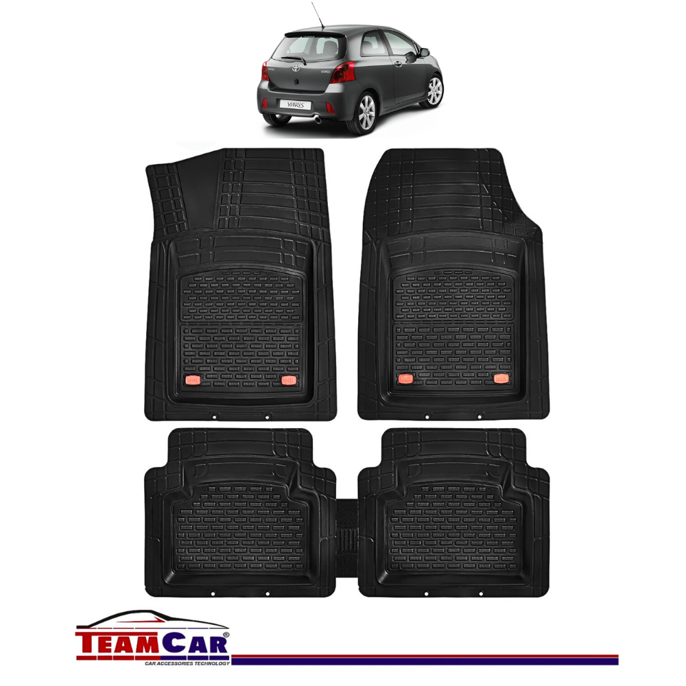 Covorase Auto TeamCar® Tip Tavita Compatibile Toyota Yaris Generatia II (2005–2011) Negru Material Rezistent