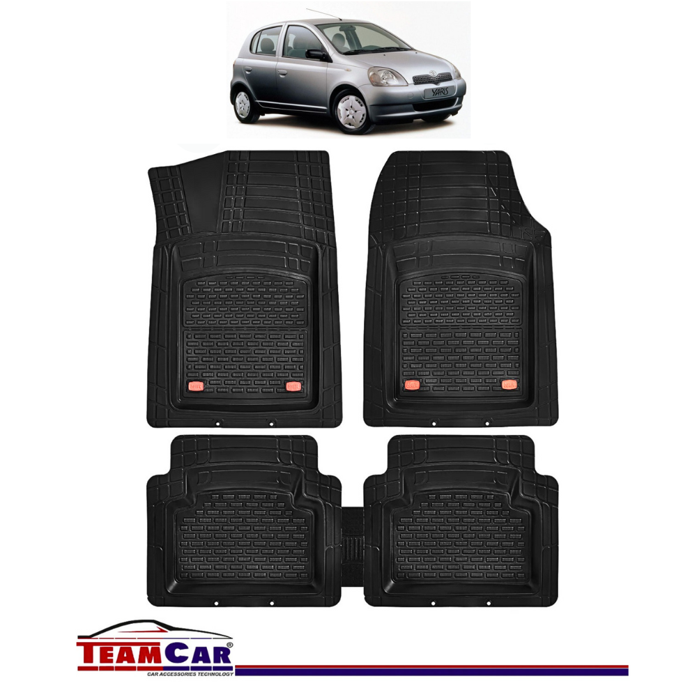 Covorase Auto TeamCar® Tip Tavita Compatibile Toyota Yaris (1999–2005) Negru Material Rezistent