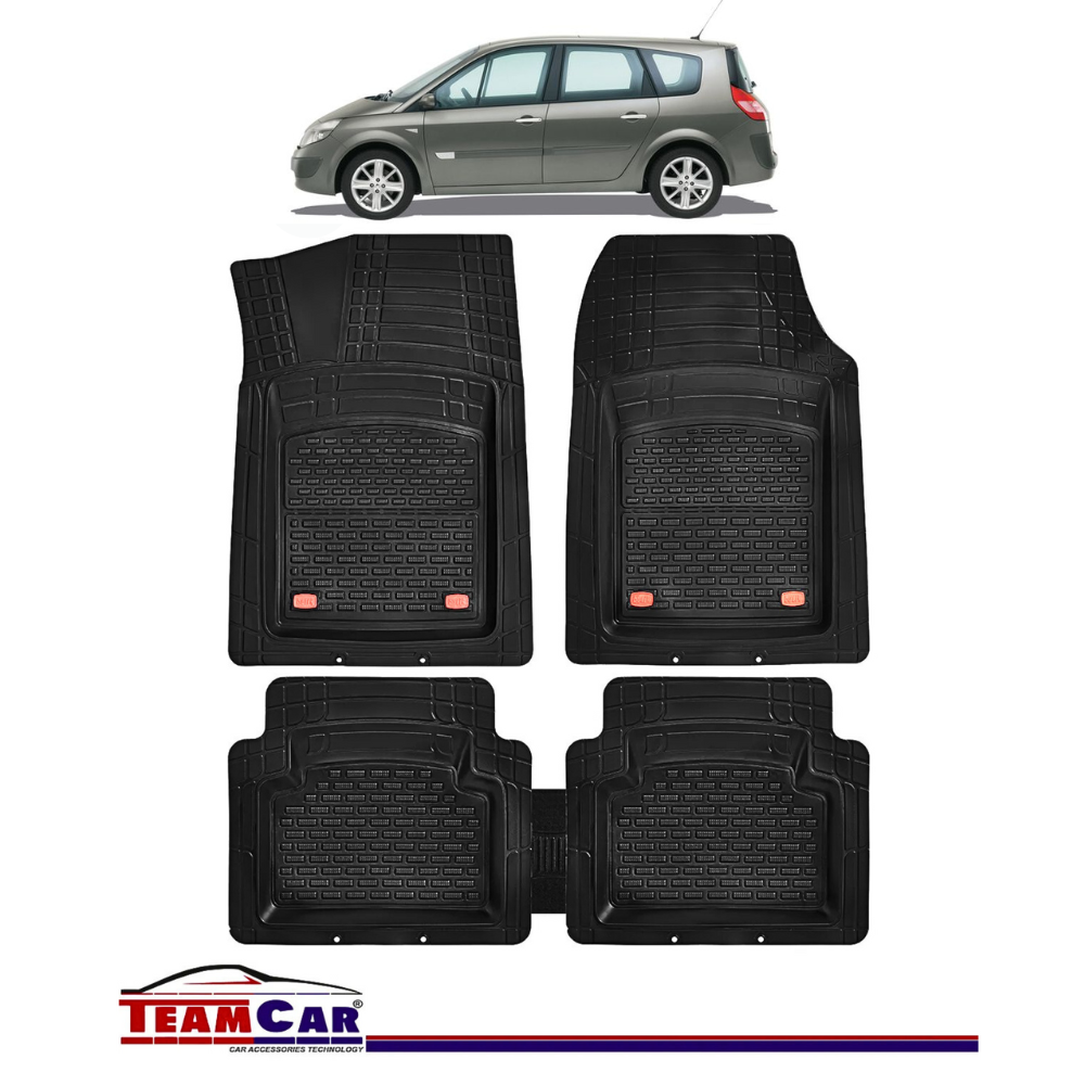 Covorase Auto TeamCar® Tip Tavita Compatibile Renault Grand Scenic II (2004-2009) Negru Material Rezistent