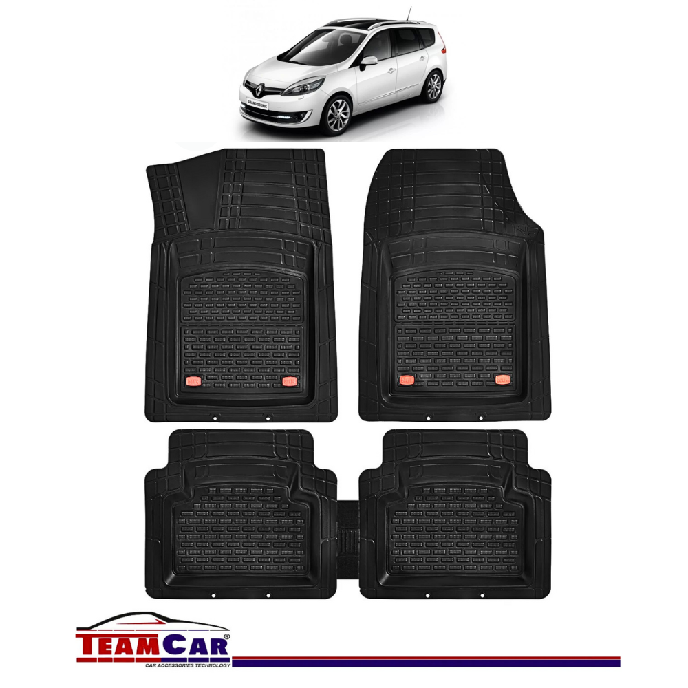 Covorase Auto TeamCar® Tip Tavita Compatibile Renault Grand Scenic III (2009-2016) Negru Material Rezistent