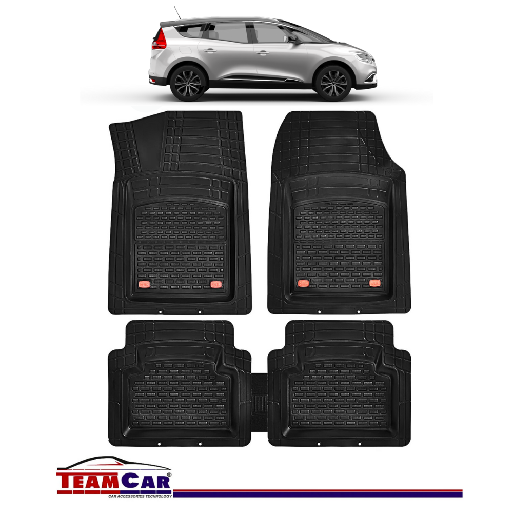 Covorase Auto TeamCar® Tip Tavita Compatibile Renault Grand Scenic IV (2016-2024) Negru Material Rezistent