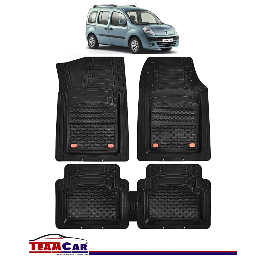 Covorase Auto TeamCar® Tip Tavita Compatibile Renault Kangoo II (2008-2020) Negru Material Rezistent