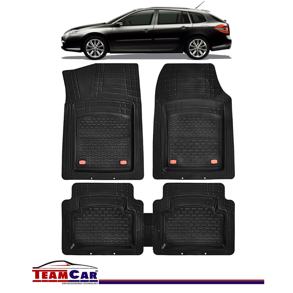 Covorase Auto TeamCar® Tip Tavita Compatibile Renault Laguna III (2007-2015) Negru Material Rezistent