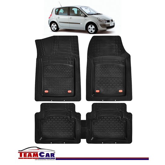 Covorase Auto TeamCar® Tip Tavita Compatibile Renault Scenic II (2003-2009) Negru Material Rezistent