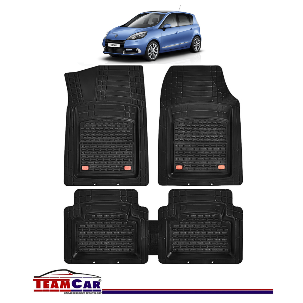 Covorase Auto TeamCar® Tip Tavita Compatibile Renault Scenic III (2009-2016) Negru Material Rezistent
