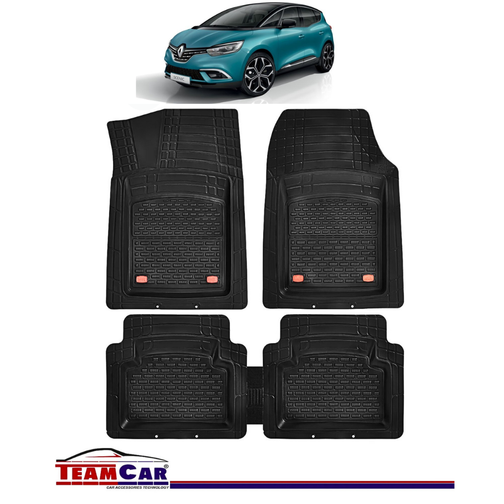 Covorase Auto TeamCar® Tip Tavita Compatibile Renault Scenic IV (2016-2024) Negru Material Rezistent