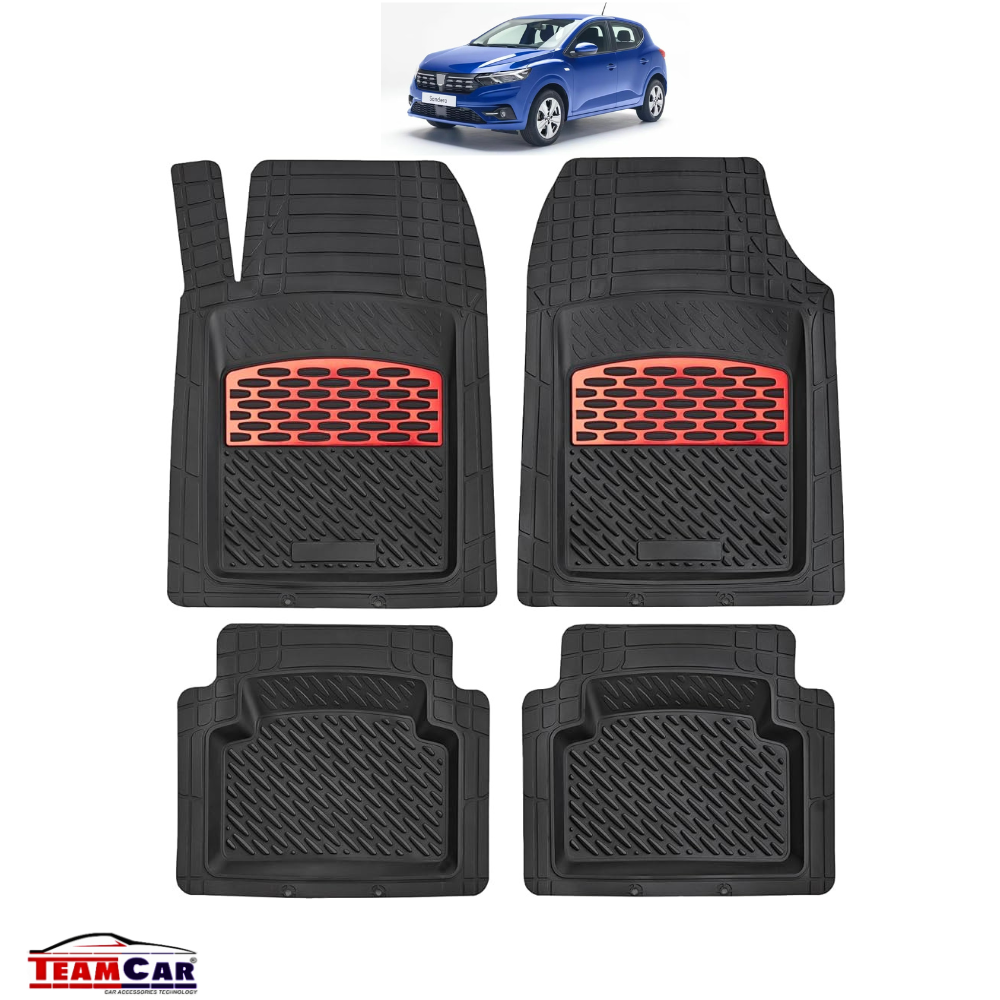 Covorașe Auto TeamCar® Tăviță Compatibile Dacia Sandero III (2020–prezent) - Red