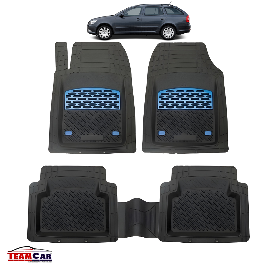 Covorase Skoda Octavia II TeamCar® Tip Tavita Compatibile (2004–2013) - Blue
