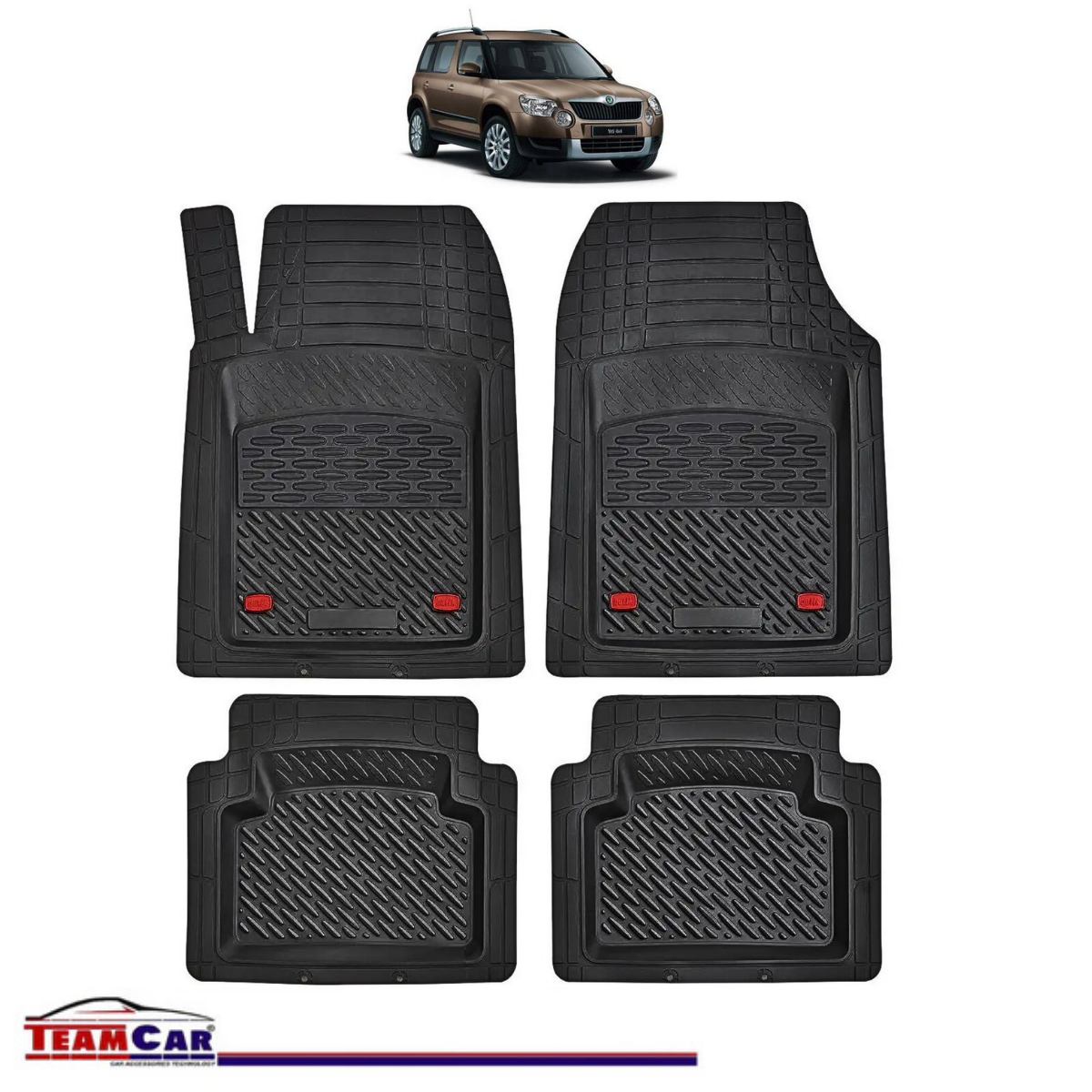 Covorase Auto TeamCar® Tip Tavita Compatibile Skoda Yeti Generatia I (2009–2017) Negru Material Rezistent
