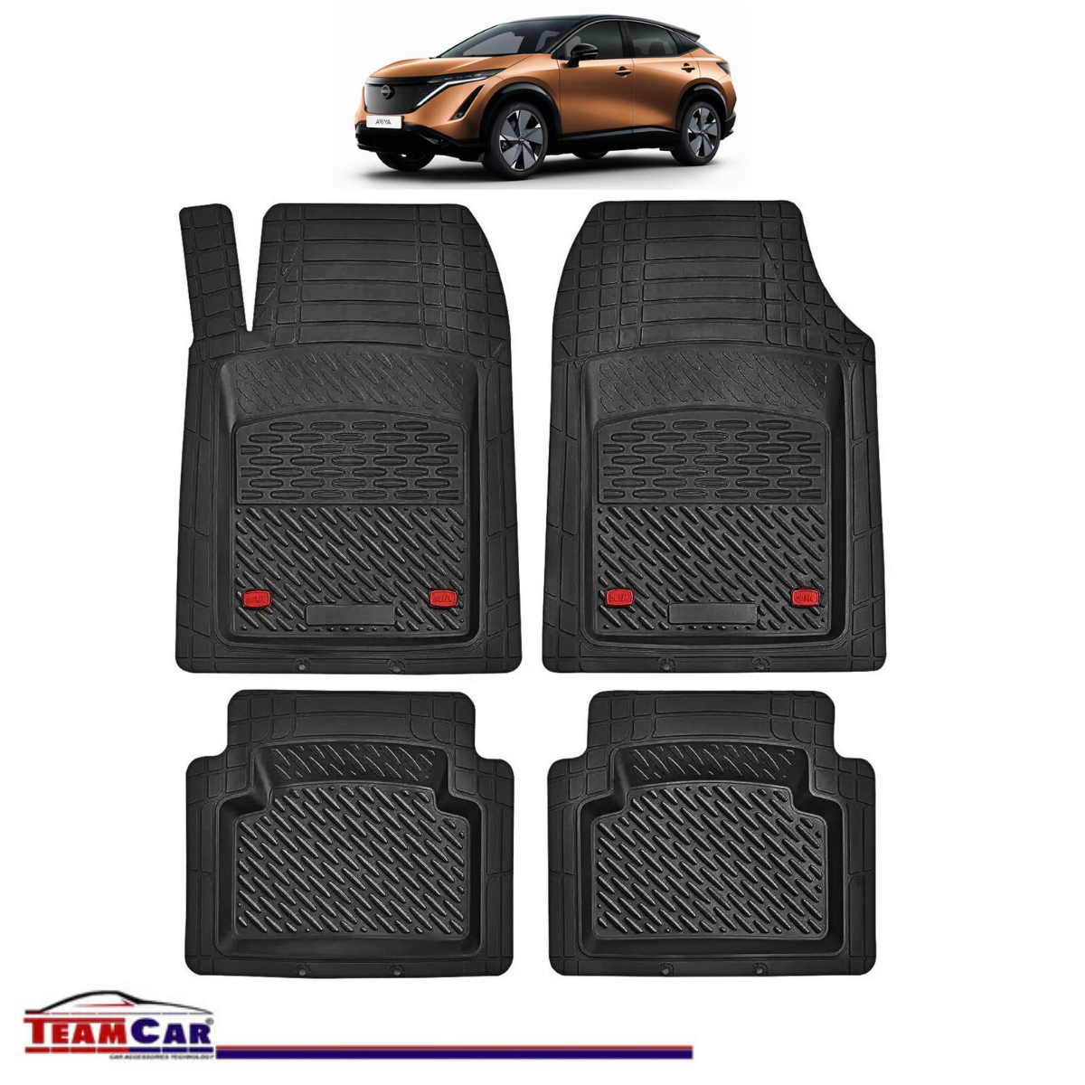 Covorase Auto TeamCar® Tip Tavita Compatibile Nissan Ariya Generatia FE0 (2022–prezent) Negru Material Rezistent